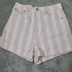 Volcom Brand Jeans Pink and White Striped Shorts Womens Size‎ 26